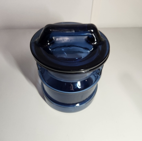Vintage L.E. Smith Blue Glass Milk Can Canister - Picture 2 of 6